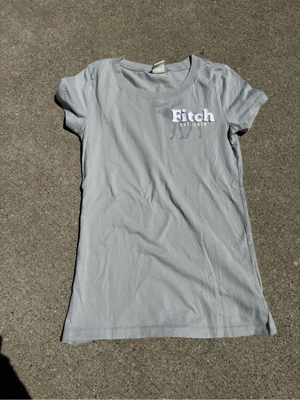 Abercrombie & Fitch Light Gray Embroidered Logo Tee